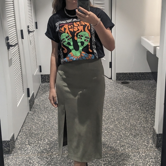 Sage Green Vintage Wrapper Midi Skirt - Picture 4 of 4